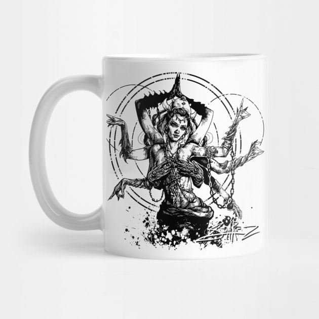 Kali Goddess Black Ink Transparent by SuarezArt